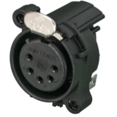 XLR panel socket, 5 pole, gold-plated, plastic, NC5FAH - 1