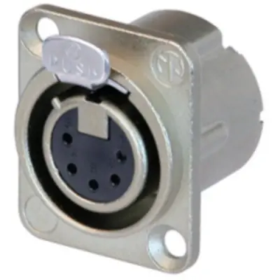 XLR panel socket, 5 pole, silver-plated, 1.0 mm², AWG 18, metal, NC5FD-LX - 1