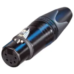 XLR jack, 5 pole, gold-plated, 1.0 mm², AWG 18, metal, NC5FXX-B