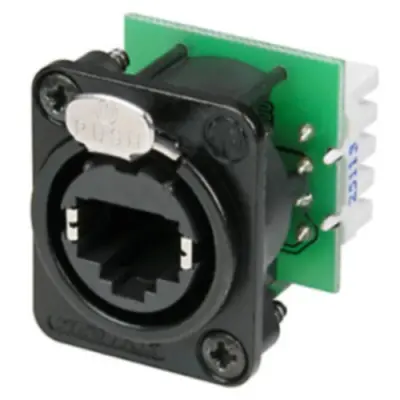 Socket, RJ45, 8P8C, Cat 5e, IDC connection, flange mounting, NE8FDV-YK-B - 1