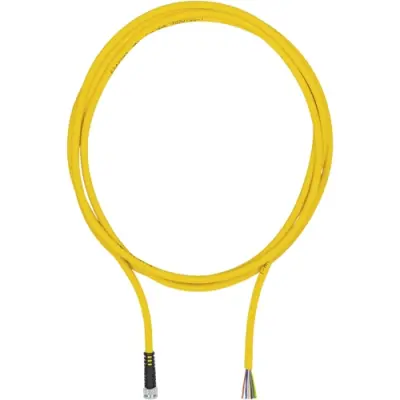 Sensor actuator cable, M8-cable socket, straight to open end, 8 pole, 5 m, PUR, yellow, 1.5 A, 533151 - 1