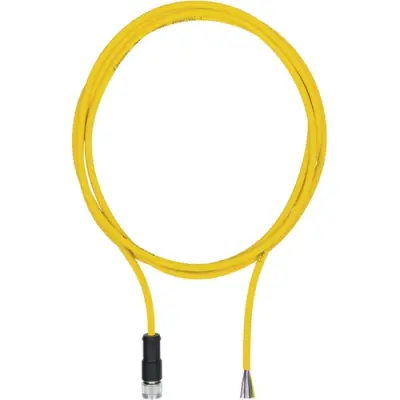 Sensor actuator cable, M12-cable socket, straight to open end, 8 pole, 5 m, PUR, yellow, 2 A, 540320 - 1
