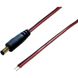 DC connection cable, 1.5 m, red/black, plug 2.1 x 5.5 mm, straight to open end, 075900