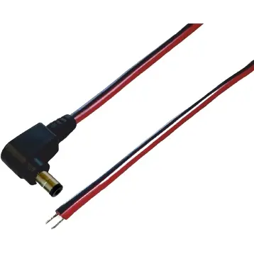 DC connection cable, 1.5 m, red/black, plug 2.1 x 5.5 mm, angled to open end, 075902 - 1