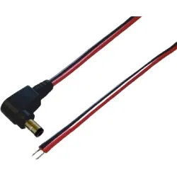 DC connection cable, 1.5 m, red/black, plug 2.1 x 5.5 mm, angled to open end, 075902