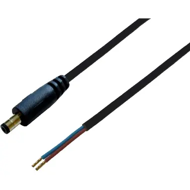 DC connection cable, 1.5 m, black, plug 2.1 x 5.5 mm, straight to open end, 075908 - 1