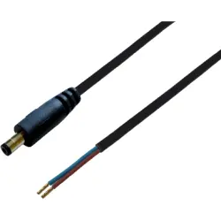 DC connection cable, 1.5 m, black, plug 2.1 x 5.5 mm, straight to open end, 075908