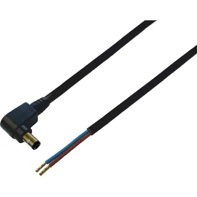 DC connection cable, 1.5 m, black, plug 2.1 x 5.5 mm, angled to open end, 075910 - 1