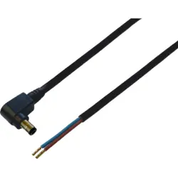 DC connection cable, 1.5 m, black, plug 2.1 x 5.5 mm, angled to open end, 075910