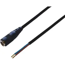 DC connection cable, 1.5 m, black, coupling 2.1 x 5.5 mm, straight to open end, 075912
