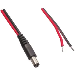 DC connection cable, 500 mm, red/black, plug 1.7 x 4 mm, straight to open end, 075138