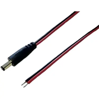 DC connection cable, 1 m, red/black, plug 2.5 x 5.5 mm, straight to open end, 075153 - 1