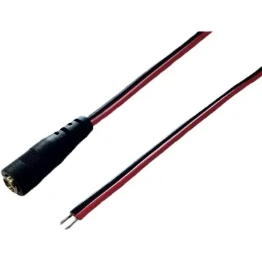 DC connection cable, 300 mm, red/black, coupling 2.1 x 5.5 mm, straight to open end, 075159 - 1