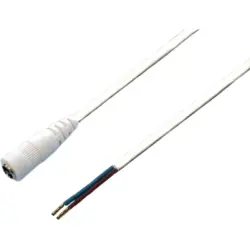 DC connection cable, 500 mm, white, coupling 2.1 x 5.5 mm, straight to open end, 075203