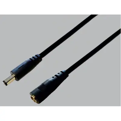 DC extension cord, 3 m, black, plug 2.1 x 5.5 mm, straight to coupling 2.1 x 5.5 mm, straight, 072067 - 1