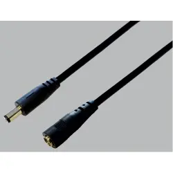 DC extension cord, 3 m, black, plug 2.1 x 5.5 mm, straight to coupling 2.1 x 5.5 mm, straight, 072067