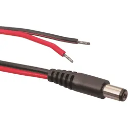 DC connection cable, 2 m, red/black, plug 1.3 x 3.5 mm, straight to open end, 072085