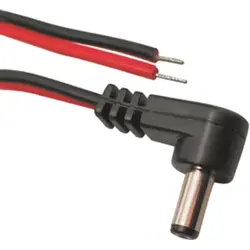 DC connection cable, 2 m, red/black, plug 2.5 x 5.5 mm, angled to open end, 072073