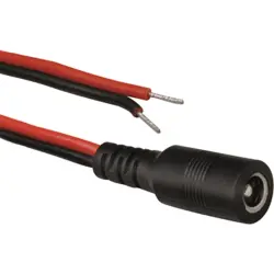 DC connection cable, 2 m, red/black, coupling 2.5 x 5.5 mm, straight to open end, 072064