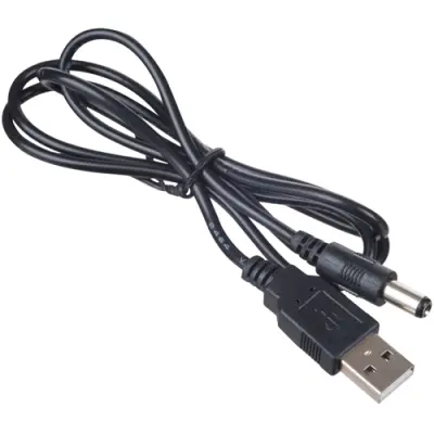 DC adapter cable, 0.8 m, black, plug 5.5 x 2.5 mm, straight to USB-A, AK-DC-04 - 1