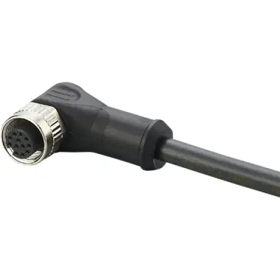 Sensor actuator cable, M12-cable socket, angled to open end, 12 pole, 5 m, PUR, black, 1.5 A, E12457 - 1