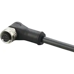 Sensor actuator cable, M12-cable socket, angled to open end, 12 pole, 5 m, PUR, black, 1.5 A, E12457