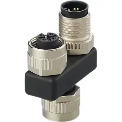 T connector, 3 x M12, IP67 for sensors, E12481