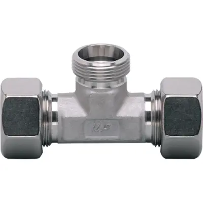 T connector, with cutting ring fitting, 315 bar, M26, Ø 18 mm for process sensors, E40081 - 1