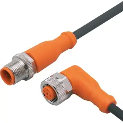 Sensor actuator cable, M12 cable plug, straight, A to M12 cable socket, angled, A, 5 pole/5 pole, 1 m, PUR, black, 4 A, EVC062