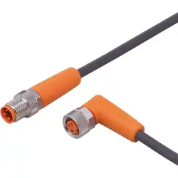 Sensor actuator cable, M8 cable plug, straight, A to M8 cable socket, angled, A, 3 pole, 3 m, PUR, black, 3 A, EVC462