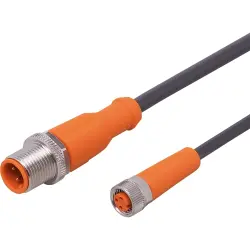 Sensor actuator cable, M12 cable plug, straight, A to M8 cable socket, straight, A, 3 pole/3 pole, 3 m, PUR, black, 3 A, EVC630