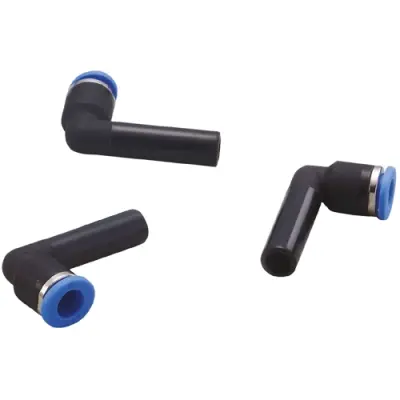 L plug connection, plug sleeve Ø 8 mm, L 46 mm, 20 bar, brass/PA, for pneumatic connection, E75229, package with 10 pieces - 1