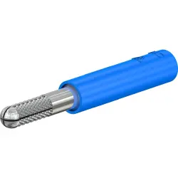 Screw-clamping adapter, 4 mm plug, spreadable to 4 mm socket, blue, CAT II, 24.0163-23