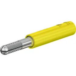 Screw-clamping adapter, 4 mm plug, spreadable to 4 mm socket, yellow, CAT II, 24.0163-24