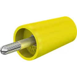 Screw-clamping adapter, 4 mm plug, spreadable to 4 mm socket, yellow, CAT II, 24.0161-24