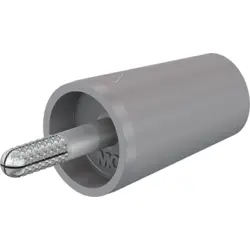 Screw-clamping adapter, 4 mm plug, spreadable to 4 mm socket, gray, CAT II, 24.0161-28