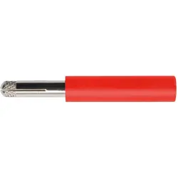 Screw-clamping adapter, 4 mm plug, spreadable to 4 mm socket, red, CAT II, A 2116 NI / RT