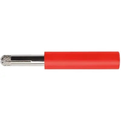 Screw-clamping adapter, 4 mm plug, spreadable to 4 mm socket, red, CAT II, A 2116 NI / RT - 1
