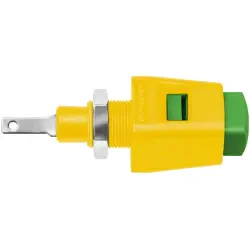 Quick pressure clamp, 12.5 mm, yellow/green, 30 VAC/60 VDC, 5 A, flat plug/solder connection, nickel-plated, ESD 6554 / GNGE