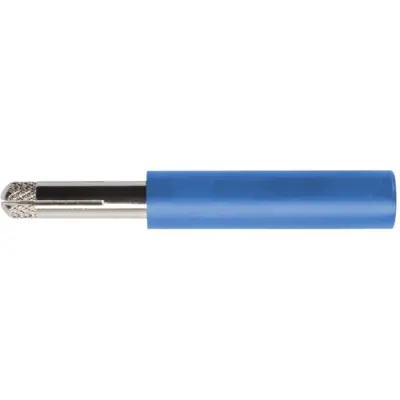 Screw-clamping adapter, 4 mm plug, spreadable to 4 mm socket, blue, CAT II, A 2116 NI / BL - 1