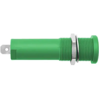 4 mm socket, flat plug connection, mounting Ø 12.2 mm, CAT IV, green, HSEB 3125 L NI / GN - 1