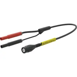 Coaxial cable, BNC plug, straight to 4 mm lamella plug, straight, 1 m, 66.1052-100