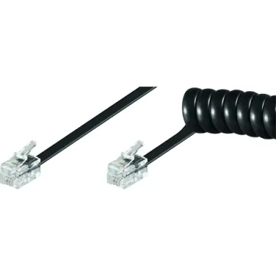 Telephone cable, RJ10 plug, straight to RJ10 plug, straight, 2 m, white, 50246 - 1