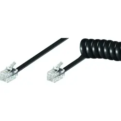 Telephone cable, RJ10 plug, straight to RJ10 plug, straight, 2 m, white, 50246