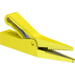 Alligator clip, yellow, max. 9.5 mm, L 62 mm, socket 4 mm, 64.9209-24