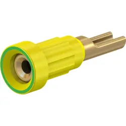1 mm socket, solder connection, mounting Ø 2.7 mm, yellow/green, 23.1010-20