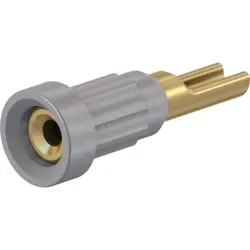 1 mm socket, solder connection, mounting Ø 2.7 mm, gray, 23.1010-28