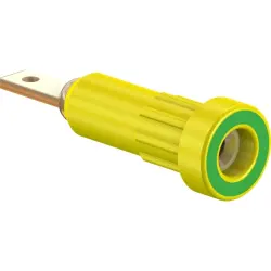2 mm socket, flat plug connection, mounting Ø 4.9 mm, yellow/green, 23.1011-20