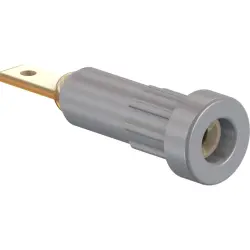 2 mm socket, flat plug connection, mounting Ø 4.9 mm, gray, 23.1011-28
