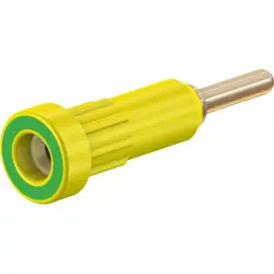 2 mm socket, round plug connection, mounting Ø 4.9 mm, yellow/green, 23.1012-20